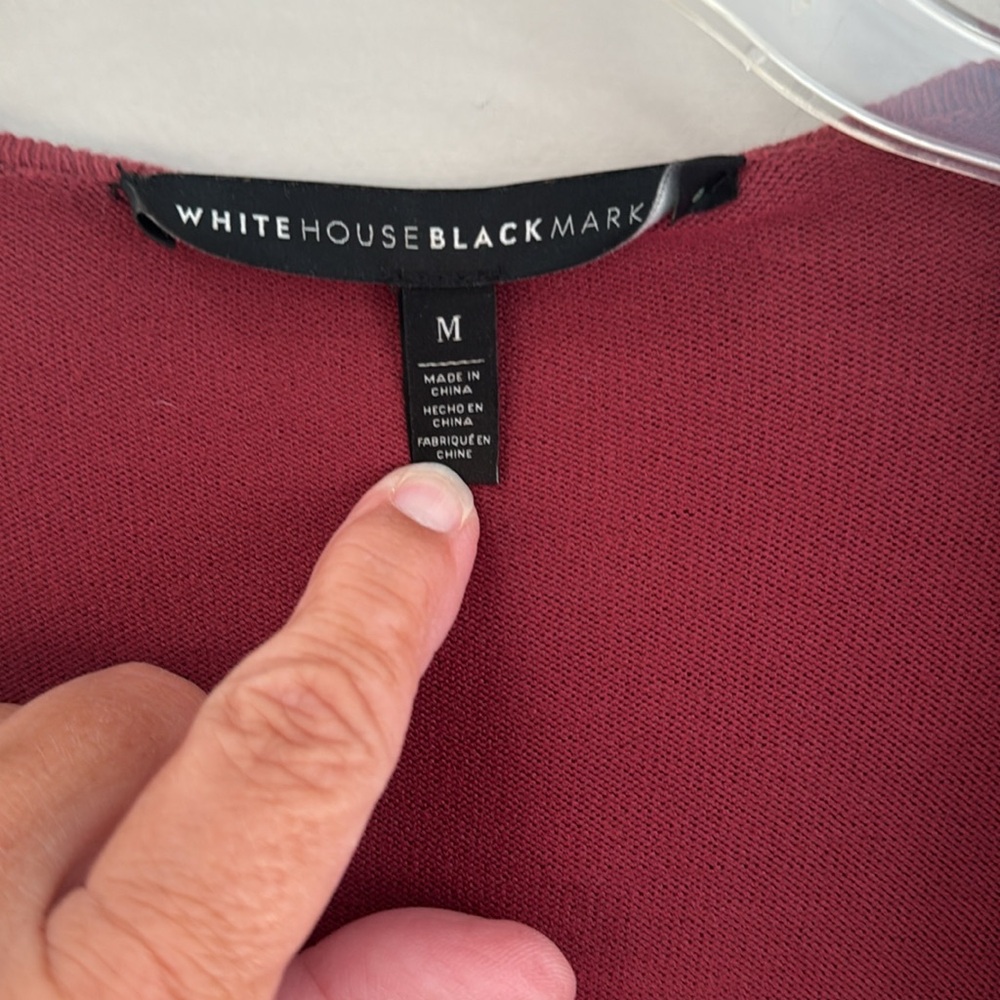 White House Black Market Women's Open Front Cardigan - Cabernet Colored - Size M - Picture 4 of 9